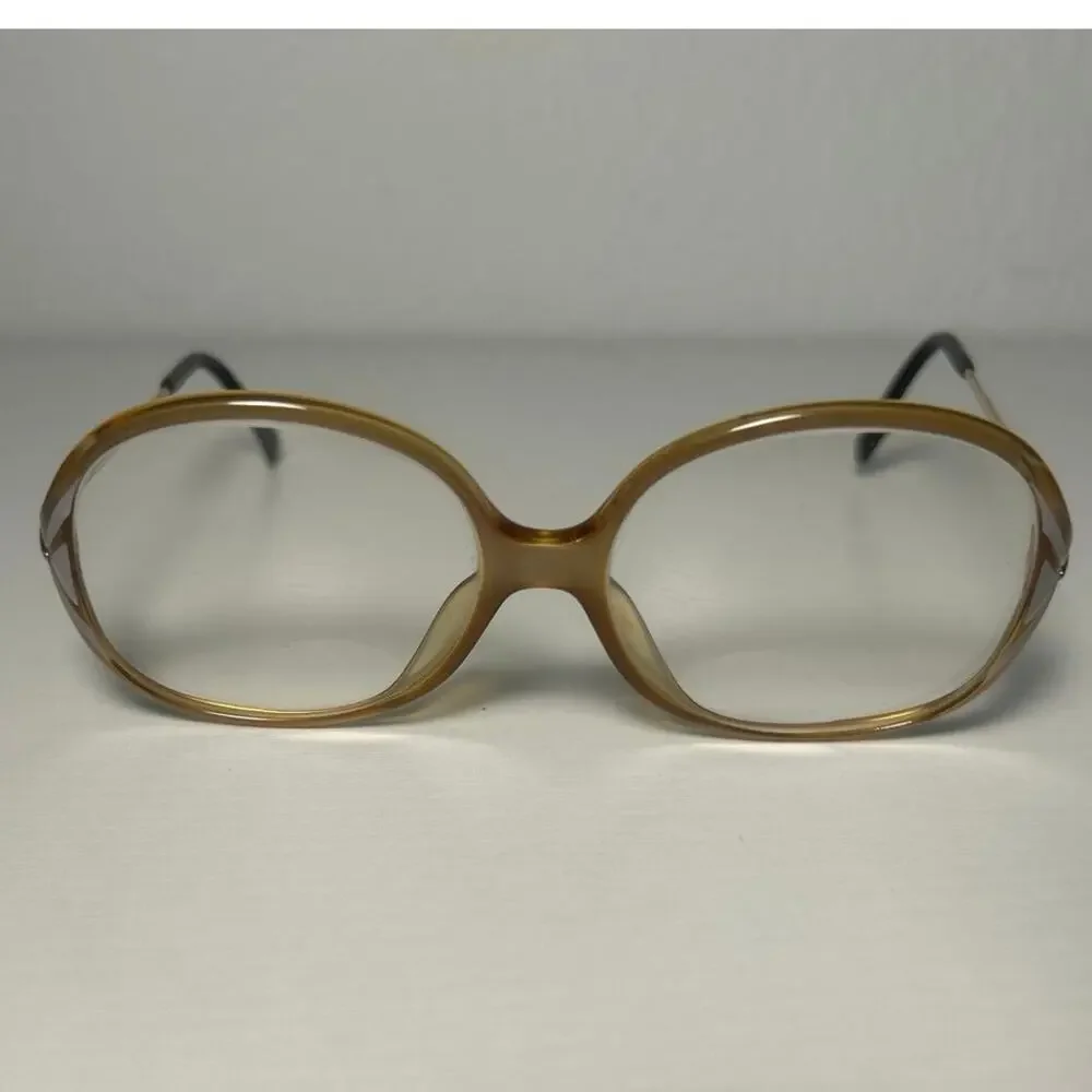 Vtg Optyl Vienna Frame Model 80 Translucent Amber/Lavender Oversized 80’s